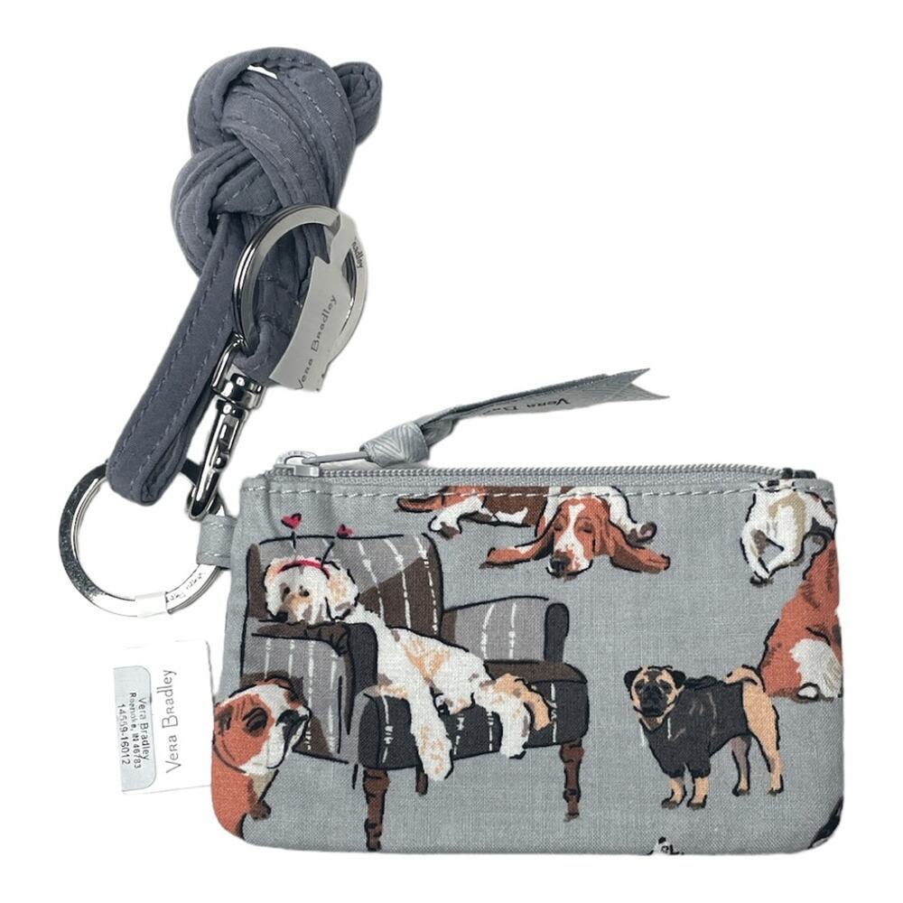 Vera Bradley Dog Show Zip ID and Lanyard Gray
